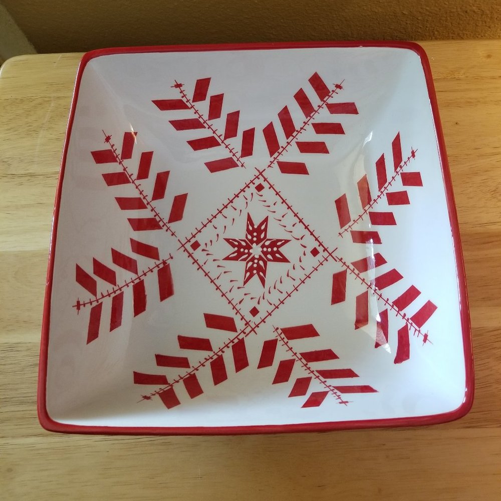 Holiday Home Square Christmas Serving Bowl